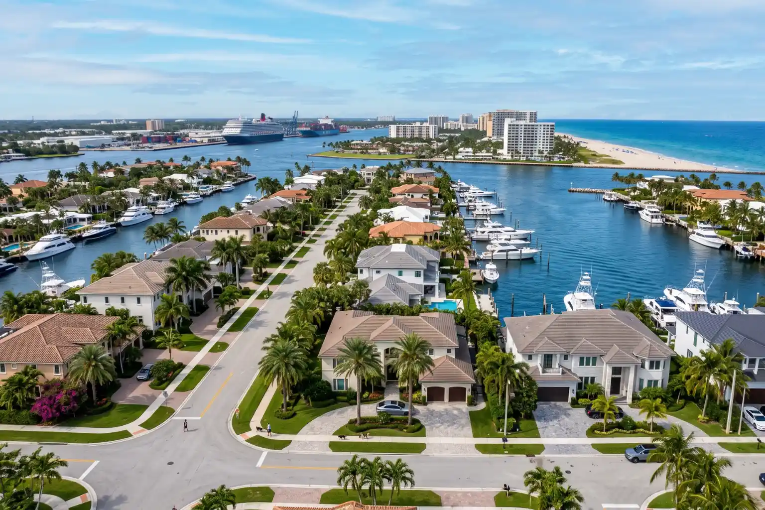 Harbor Beach gated waterfront enclave with mega-yacht docks in Fort Lauderdale