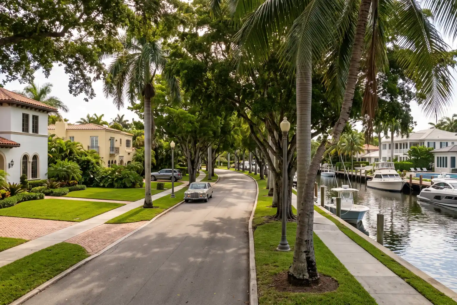 Historic tree-lined waterfront home in Rio Vista along the New River